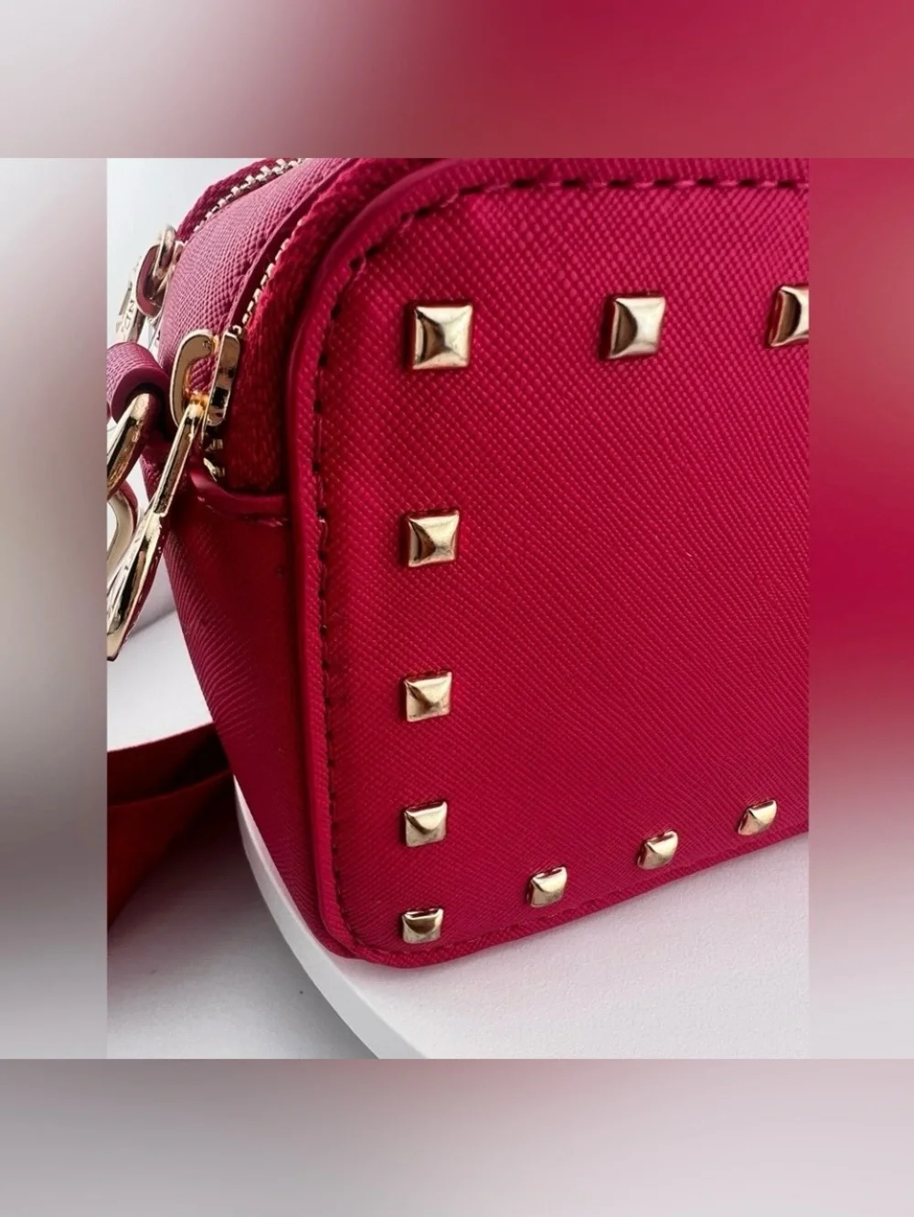 Valentino Orlandi Pink Studded Crossbody Bag
